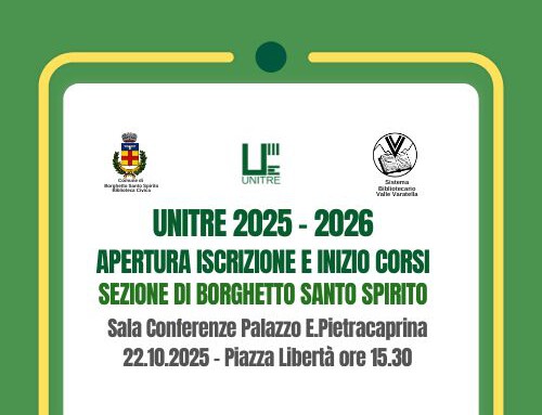 Al via l’Anno Accademico all’Unitre di Borghetto Santo Spirito