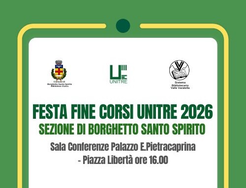 Festa di Fine Corsi Unitre 2025/2026 – Lunedì 13 aprile 2026 ore 16.00 – Palazzo E. Pietracaprina – Piazza Libertà