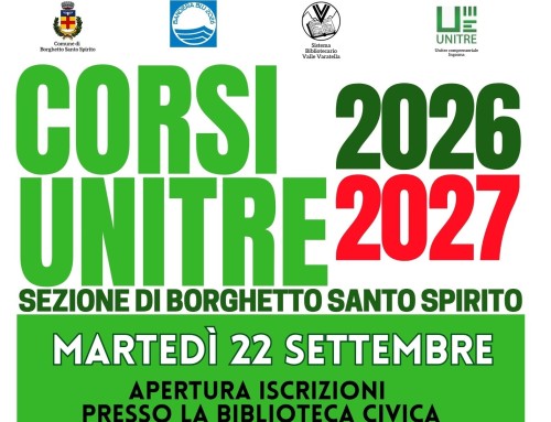 Al via l’Anno Accademico all’Unitre di Borghetto Santo Spirito
